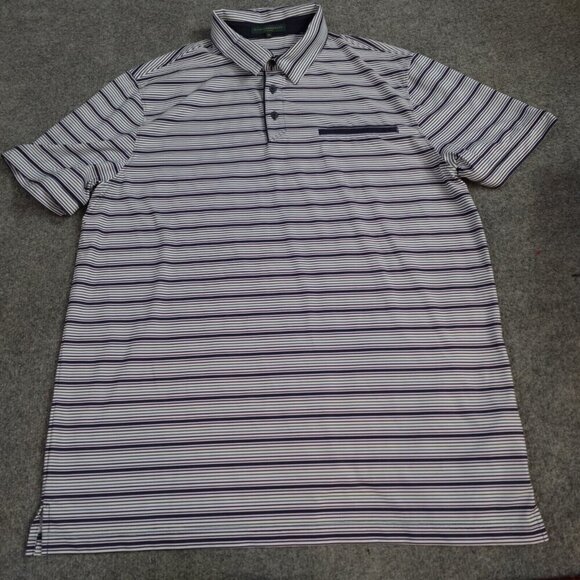 Extracurricular Polo Shirt Mens XL Blue Striped Pocket - Picture 1 of 6